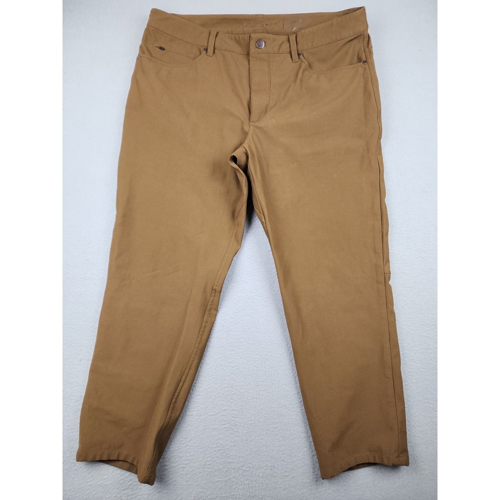 7 Diamonds Pants Mens 34x25 Brown Stretch Canvas Chino Casual 5 Pocket Tech